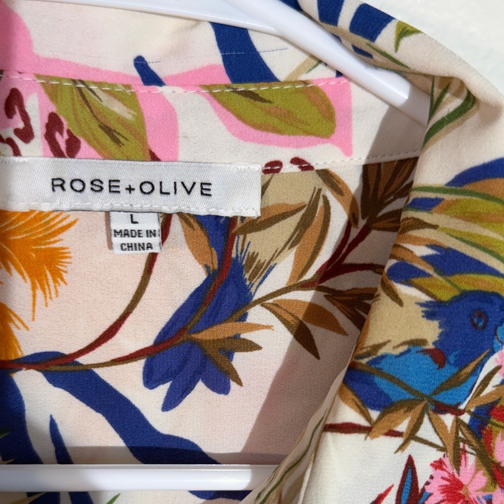 Rose + Olive Tropical Print Sleeveless Top/blouse  Size L - Picture 2 of 8